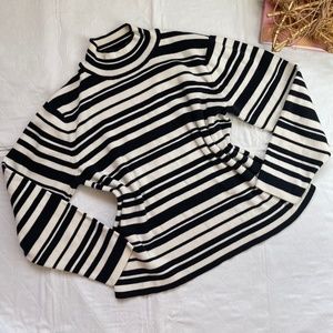 Talbots black  and white striped sweater size L